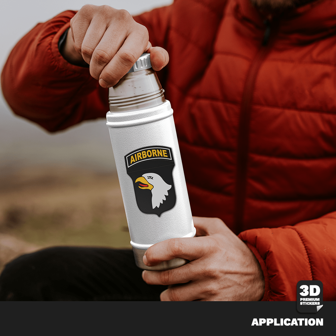 101ST Airborne Division 3D Premium Sticker on a bottle