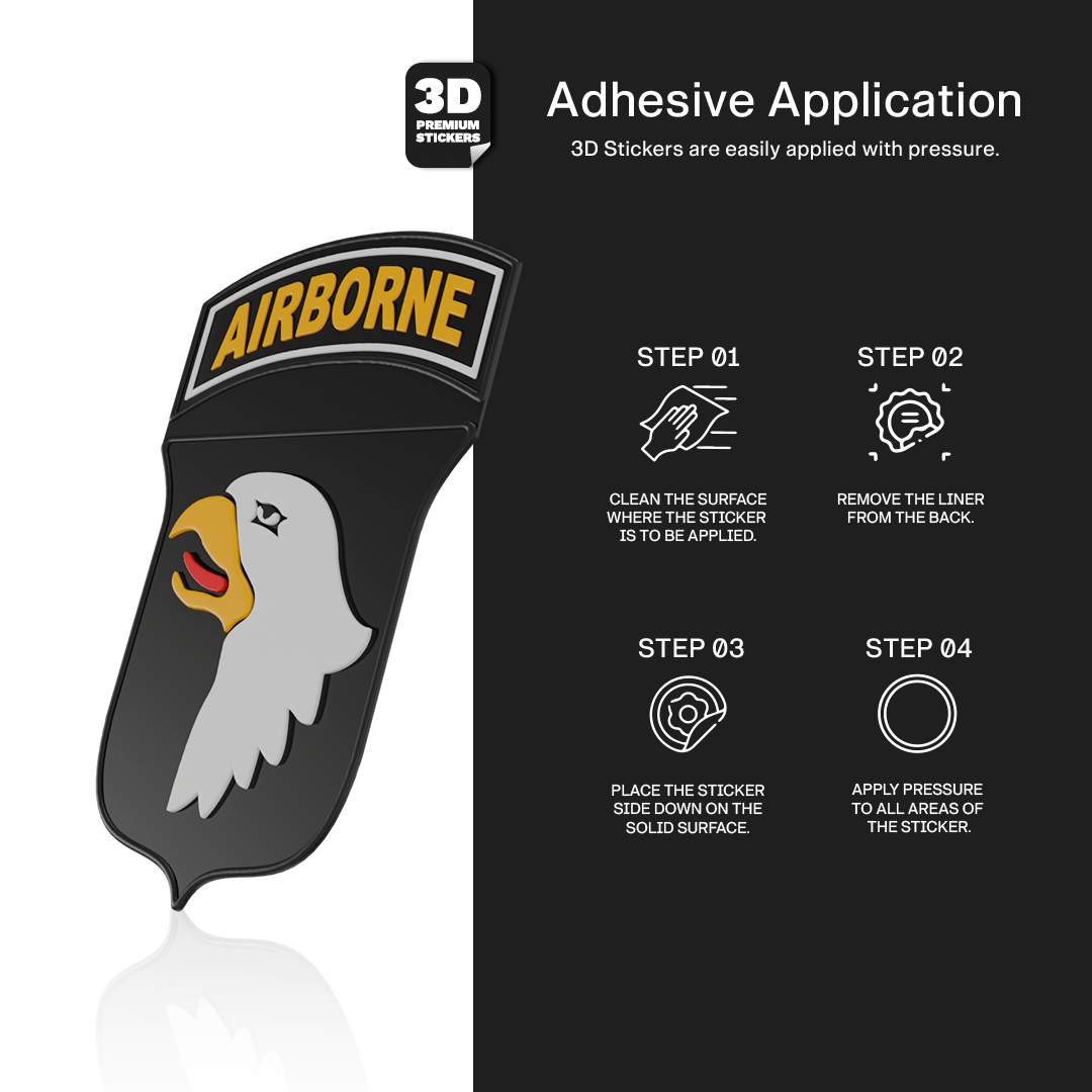 101ST Airborne Division 3D Premium Sticker aplplication steps