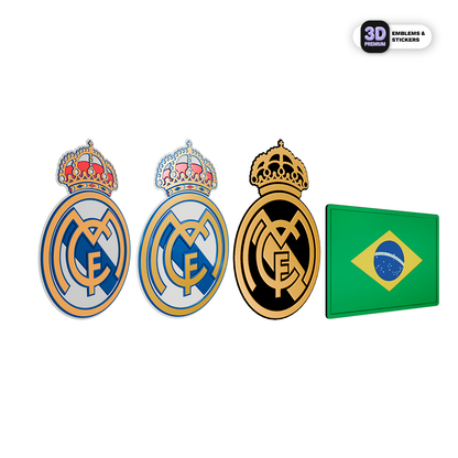 Real Madrid Crest Collection & Brazil Flag - Stickmadly