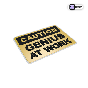 CAUTION GENIUS AT WORK Stickmadly