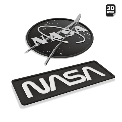 NASA STICKER BLACK & WHITE TWO PACK (Meatball logo 2 Inch and Worm logo 3 Inch) Stickmadly