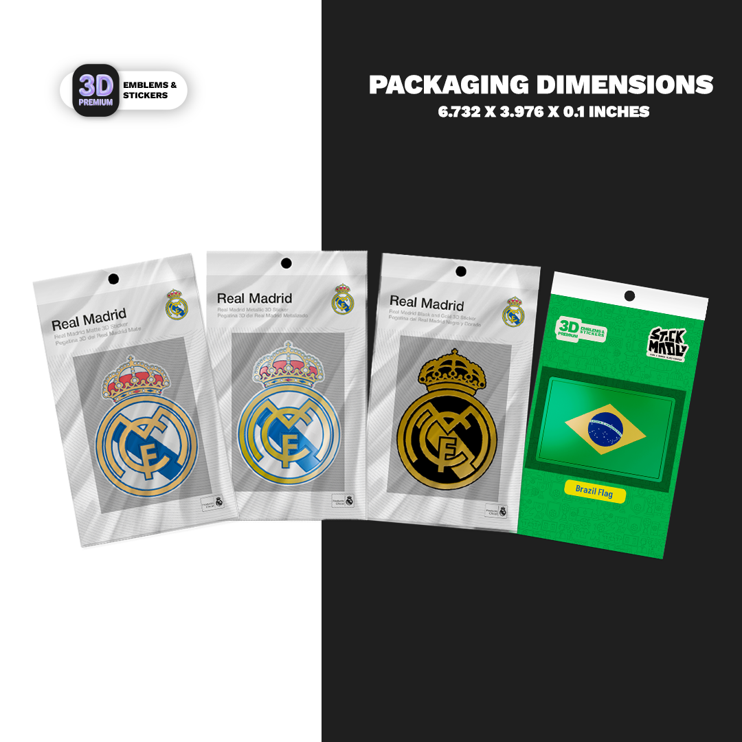 Real Madrid Crest Collection & Brazil Flag - Stickmadly