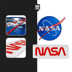 NASA STICKER TWO PACK (Meatball Original logo 2 Inch and Worm logo 3 Inch) Stickmadly
