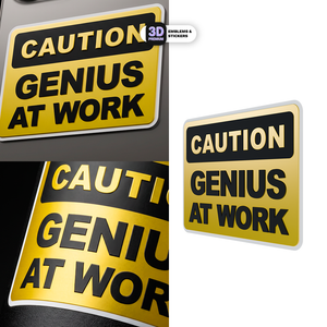 CAUTION GENIUS AT WORK Stickmadly