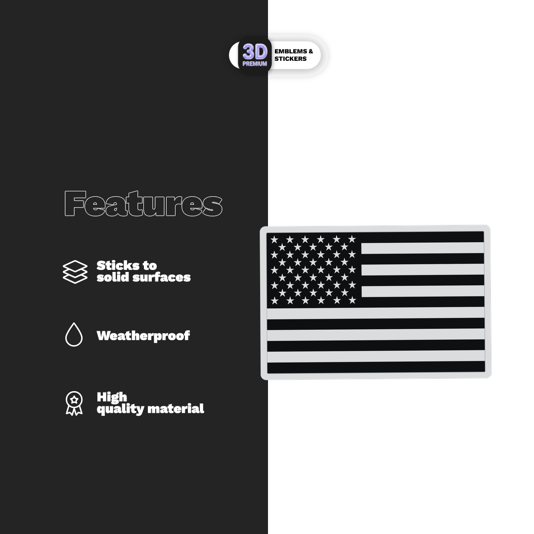USA FLAG FULL WHITE & BLACK Stickmadly