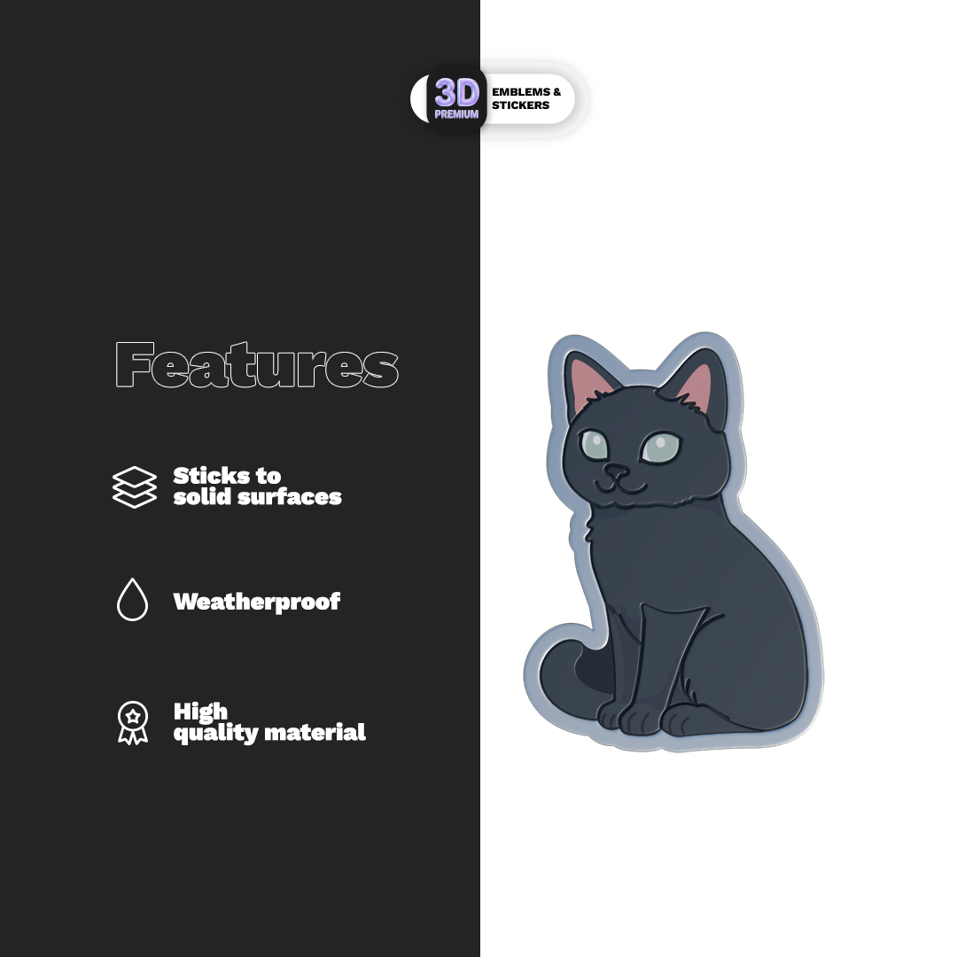 NORMAL BLACK CAT Stickmadly