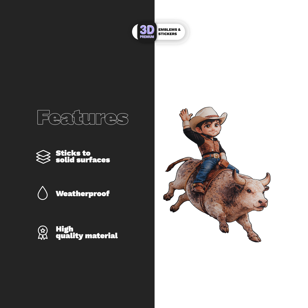 BULL RIDER COWBOY CHIBI Stickmadly