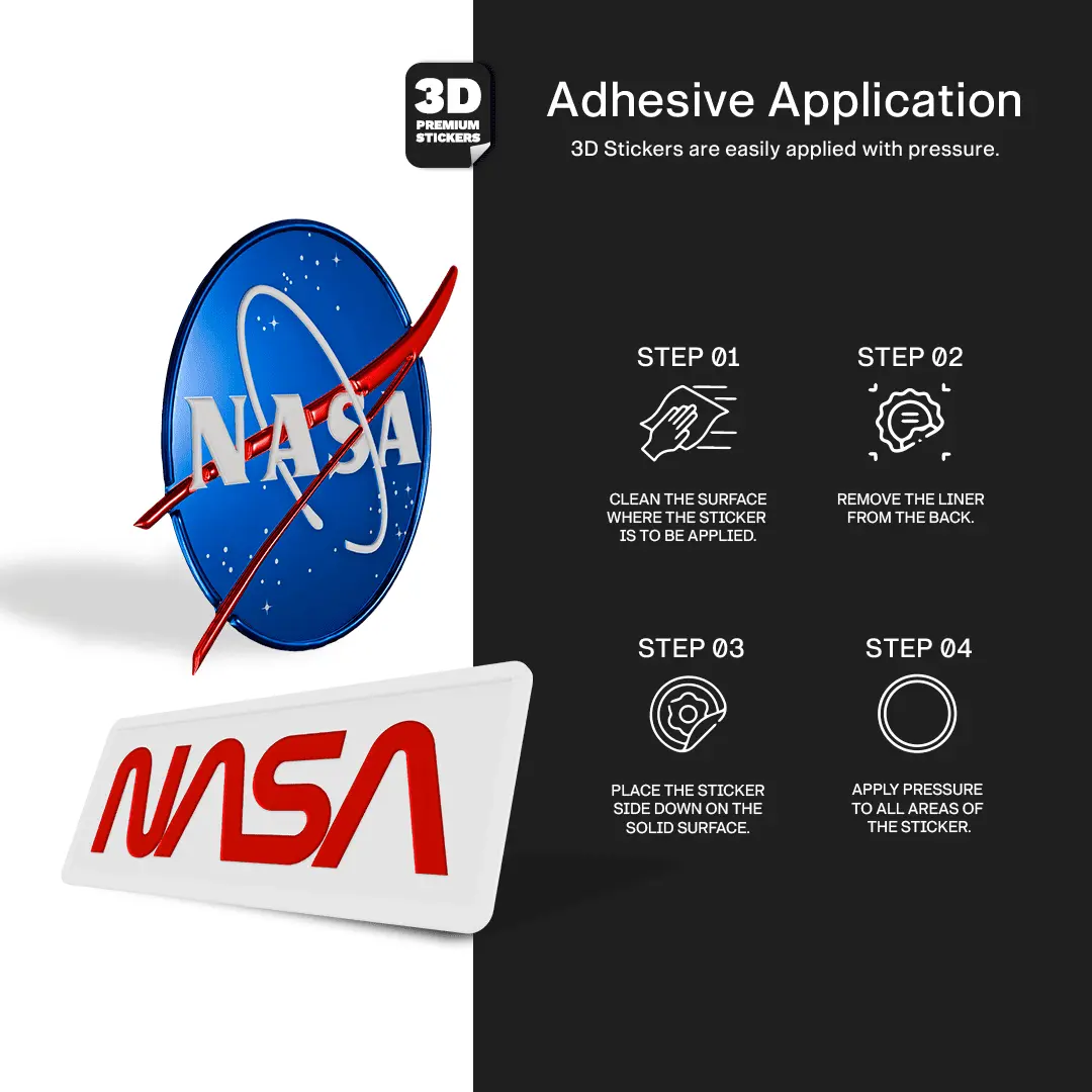 NASA STICKER TWO PACK (Meatball Original logo 2 Inch and Worm logo 3 Inch) Stickmadly