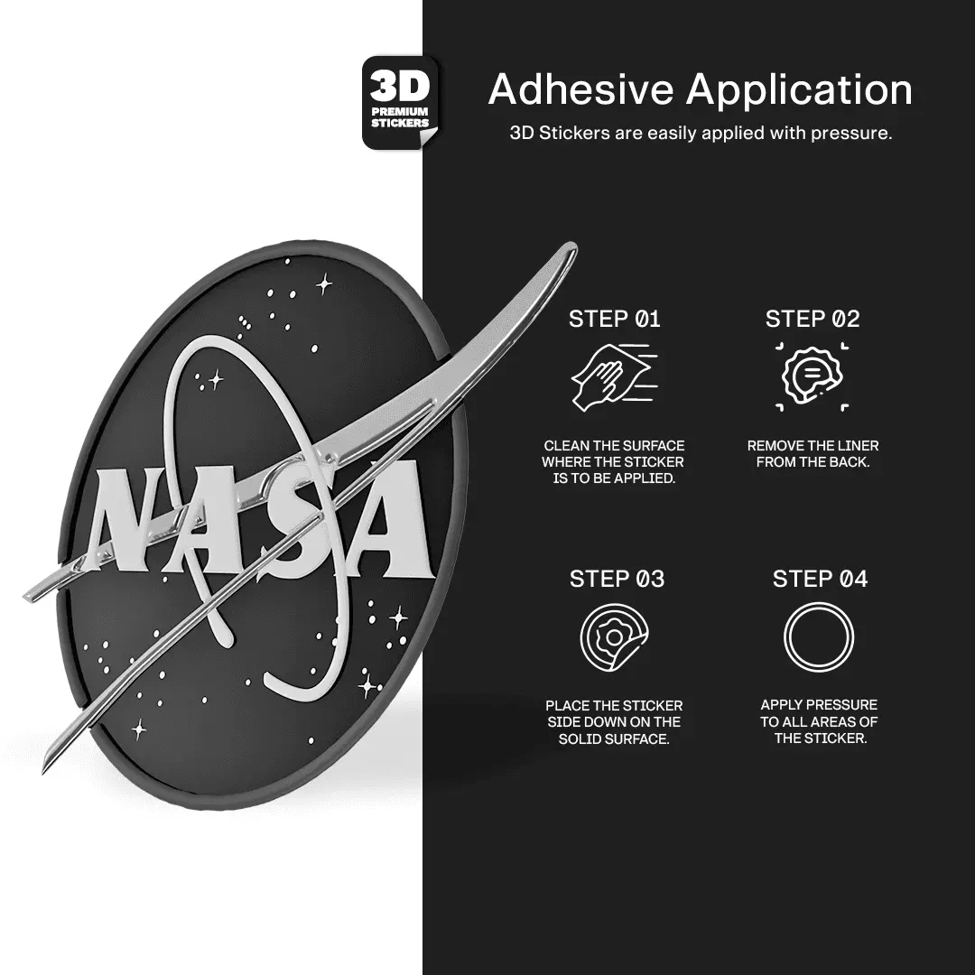 NASA STICKER BLACK & WHITE Stickmadly