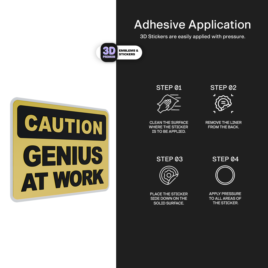 CAUTION GENIUS AT WORK Stickmadly