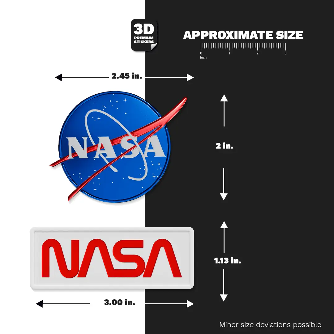 NASA STICKER TWO PACK (Meatball Original logo 2 Inch and Worm logo 3 Inch) Stickmadly