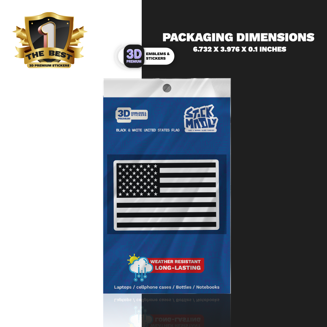 USA FLAG FULL WHITE & BLACK Stickmadly