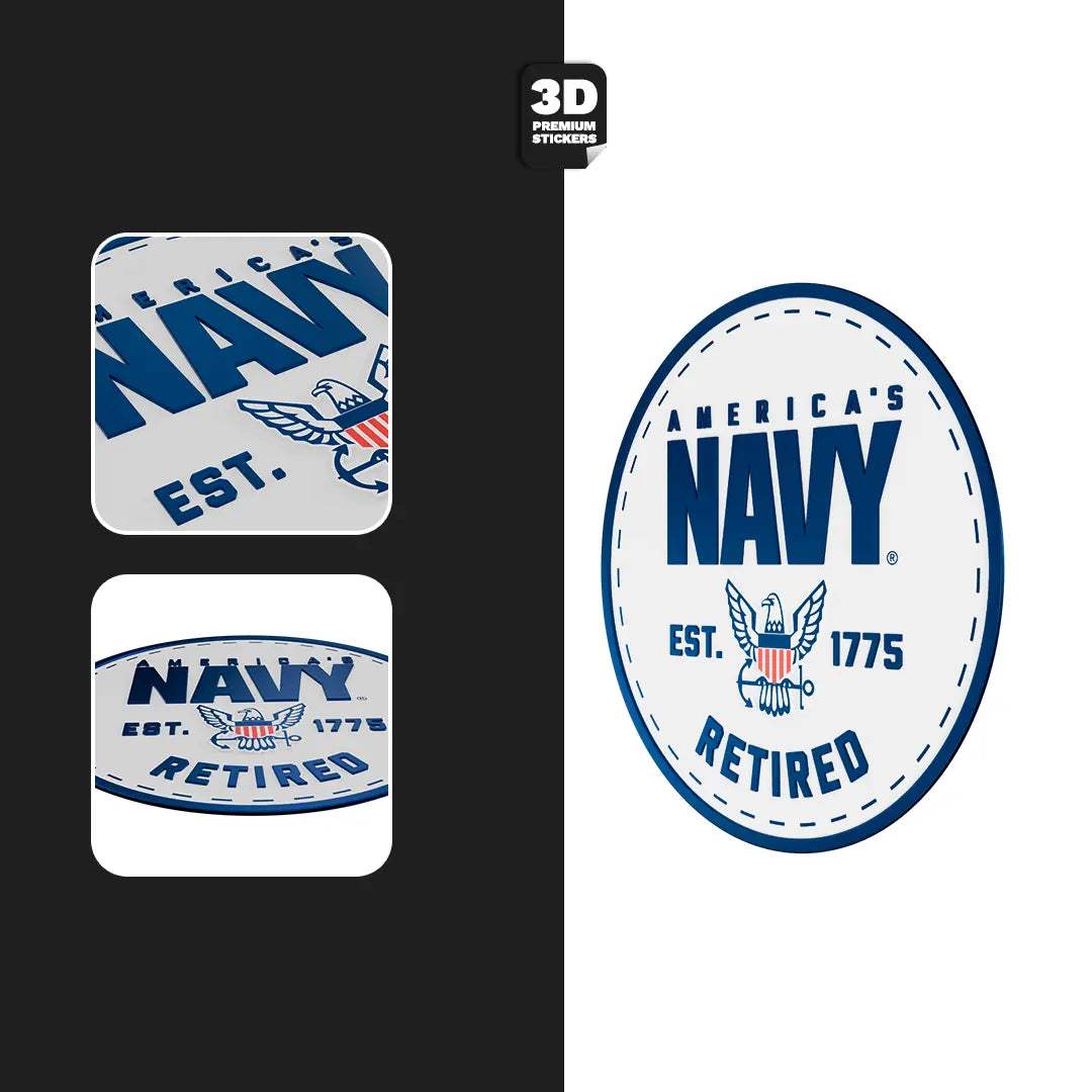 Navy logos with 'America's Navy' text on a black and white background