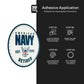 3D sticker with 'America's Navy' design and application instructions on a black background