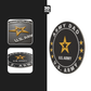 U.S. Army-themed stickers with 'Army Dad' text and star design on a black and white background.
