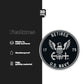 U.S. Navy retired sticker with features listed on a black and white background