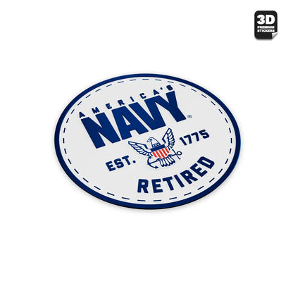 Navy logo with 'America's Navy' text and 'Retired' on a white background