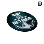 Navy retired emblem with anchor design on a dark green background