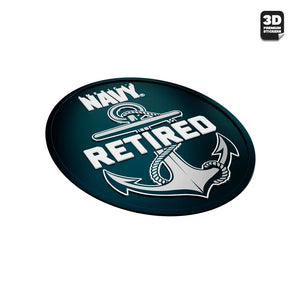Navy retired emblem with anchor design on a dark green background