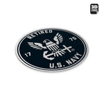 U.S. Navy retired emblem with 3D badge icon on a white background