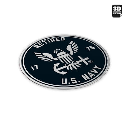 U.S. Navy retired emblem with 3D badge icon on a white background