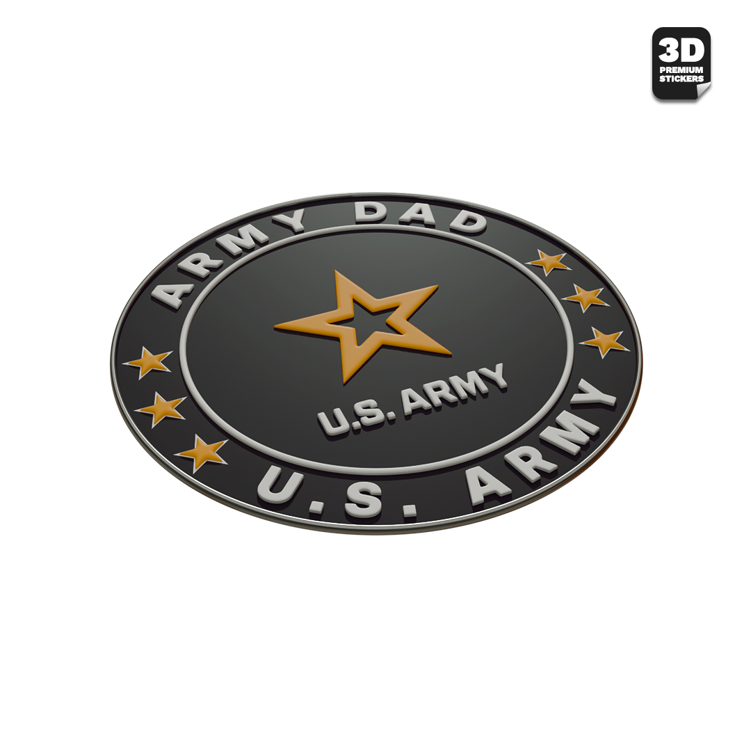 U.S. Army logo with 'Army Dad' text on a black background