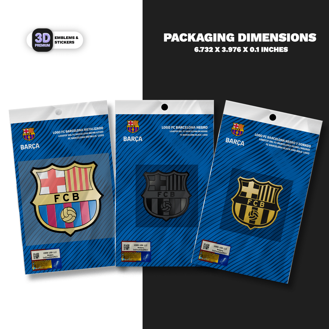 Barcelona Logos - Black 2'', Gold 2'' & Metallic 3'' (3 PACK) - Stickmadly