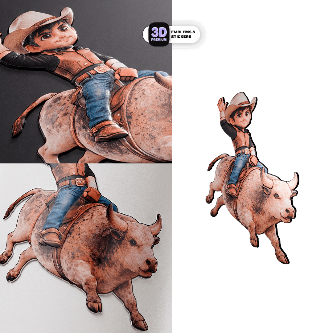 BULL RIDER COWBOY CHIBI - Stickmadly