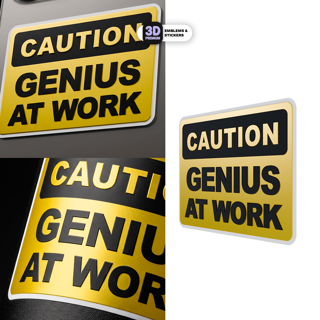 CAUTION GENIUS AT WORK - Stickmadly