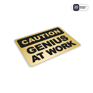CAUTION GENIUS AT WORK - Stickmadly