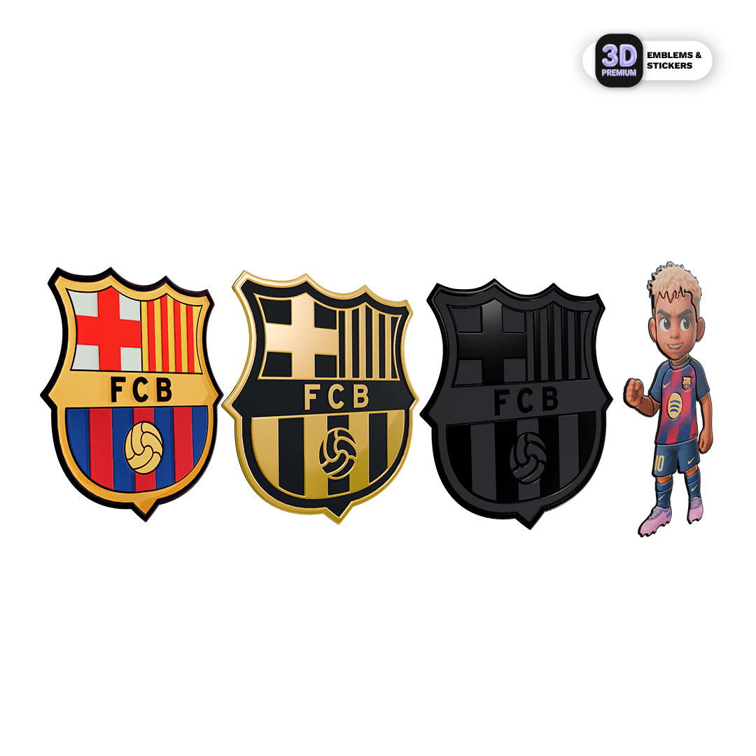 FC Barcelona Crest + Lamine Yamal (3'') 4-Pack - Stickmadly