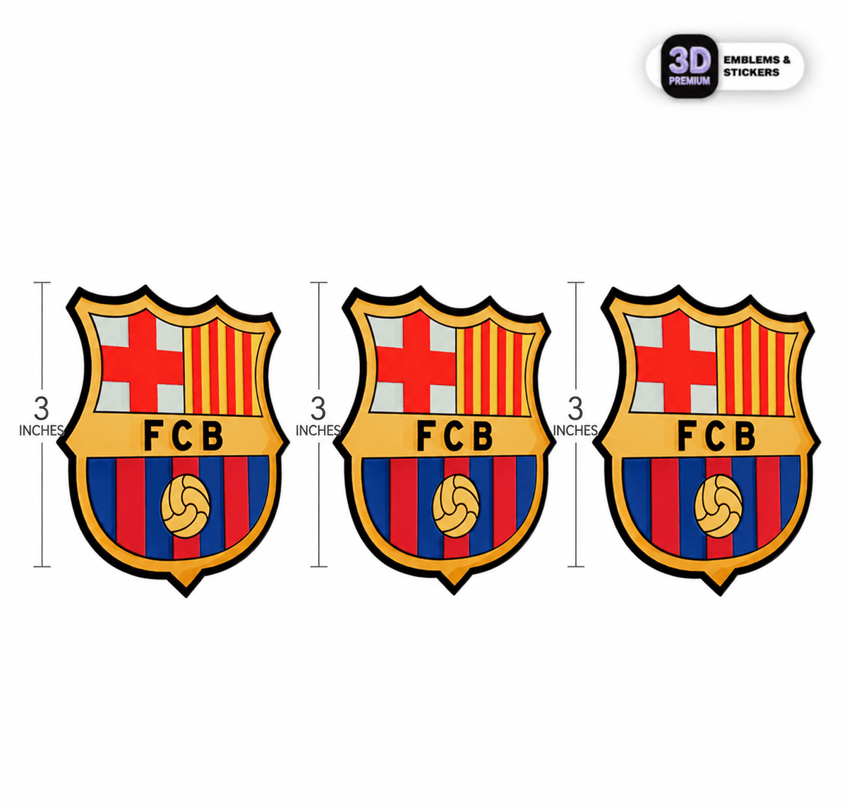 FC Barcelona Crest Metallic 3-Pack 3'' - Stickmadly