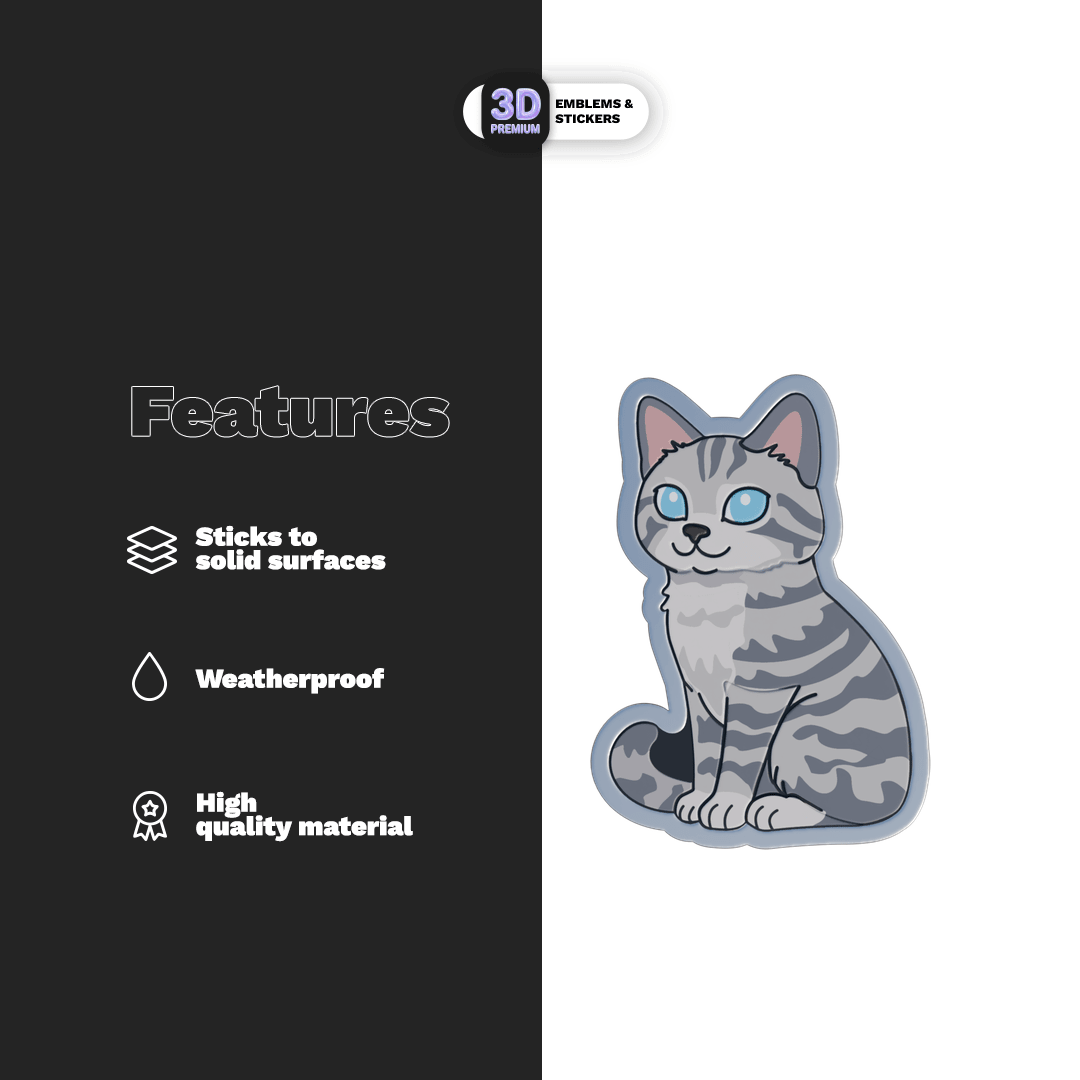 GREY TABBY CAT - Stickmadly