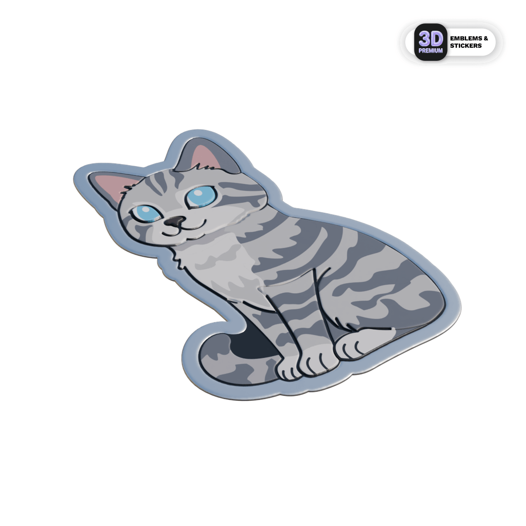 GREY TABBY CAT - Stickmadly