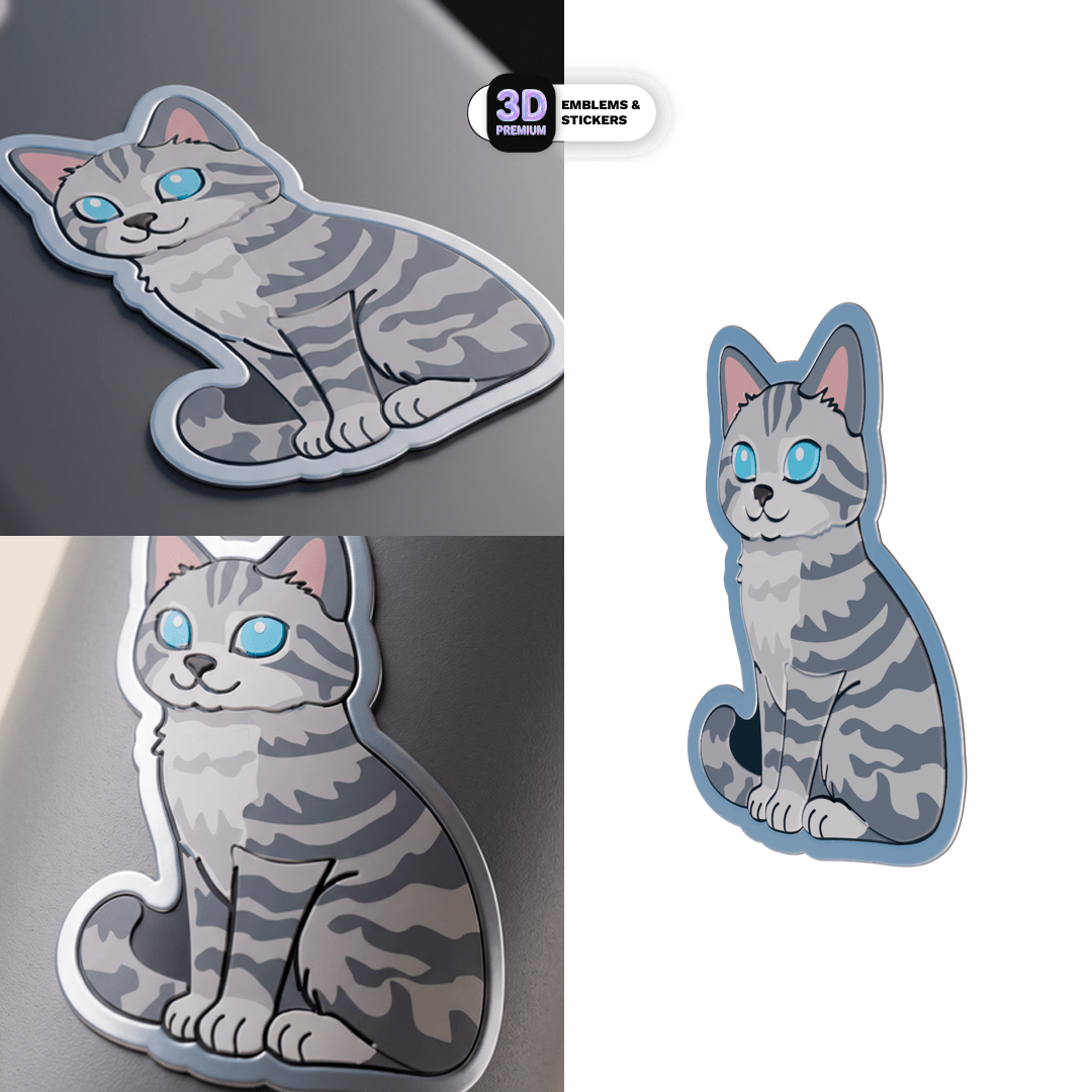 GREY TABBY CAT - Stickmadly