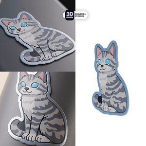 GREY TABBY CAT - Stickmadly
