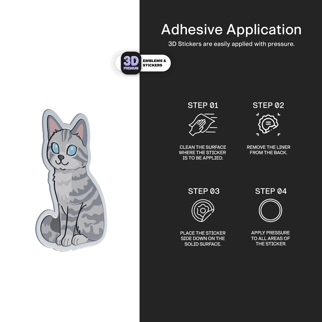 GREY TABBY CAT - Stickmadly