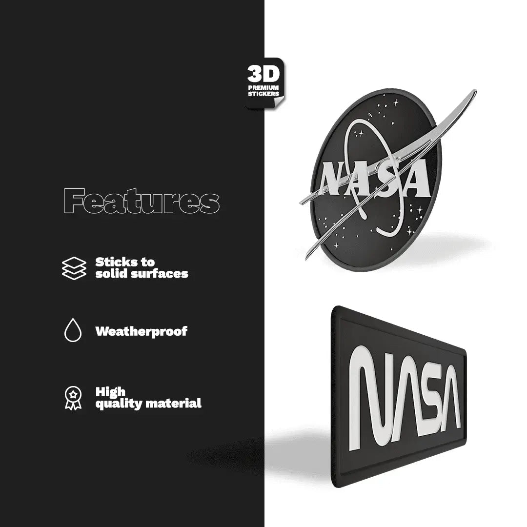NASA STICKER BLACK & WHITE TWO PACK (Meatball logo 2 Inch and Worm logo 3 Inch) - Stickmadly