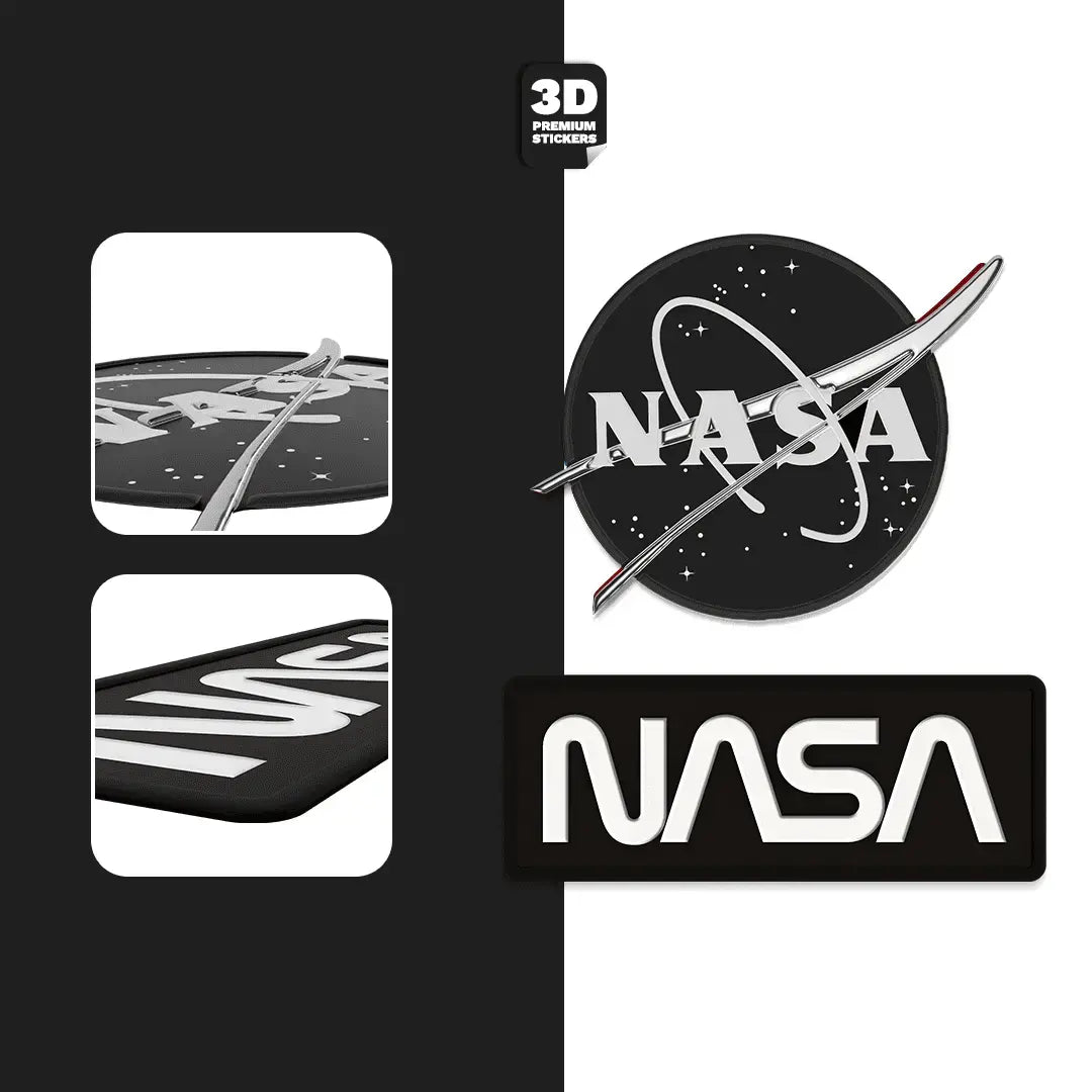 NASA STICKER BLACK & WHITE TWO PACK (Meatball logo 2 Inch and Worm logo 3 Inch) - Stickmadly