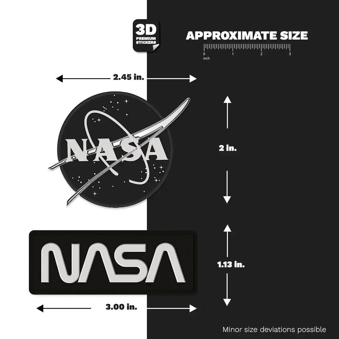 NASA STICKER BLACK & WHITE TWO PACK (Meatball logo 2 Inch and Worm logo 3 Inch) - Stickmadly