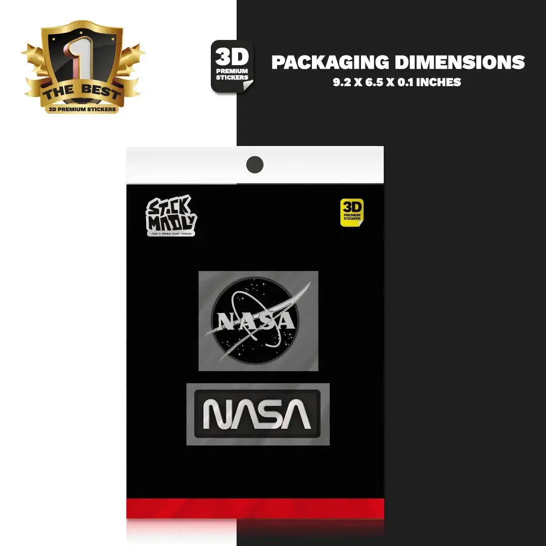 NASA STICKER BLACK & WHITE TWO PACK (Meatball logo 2 Inch and Worm logo 3 Inch) - Stickmadly