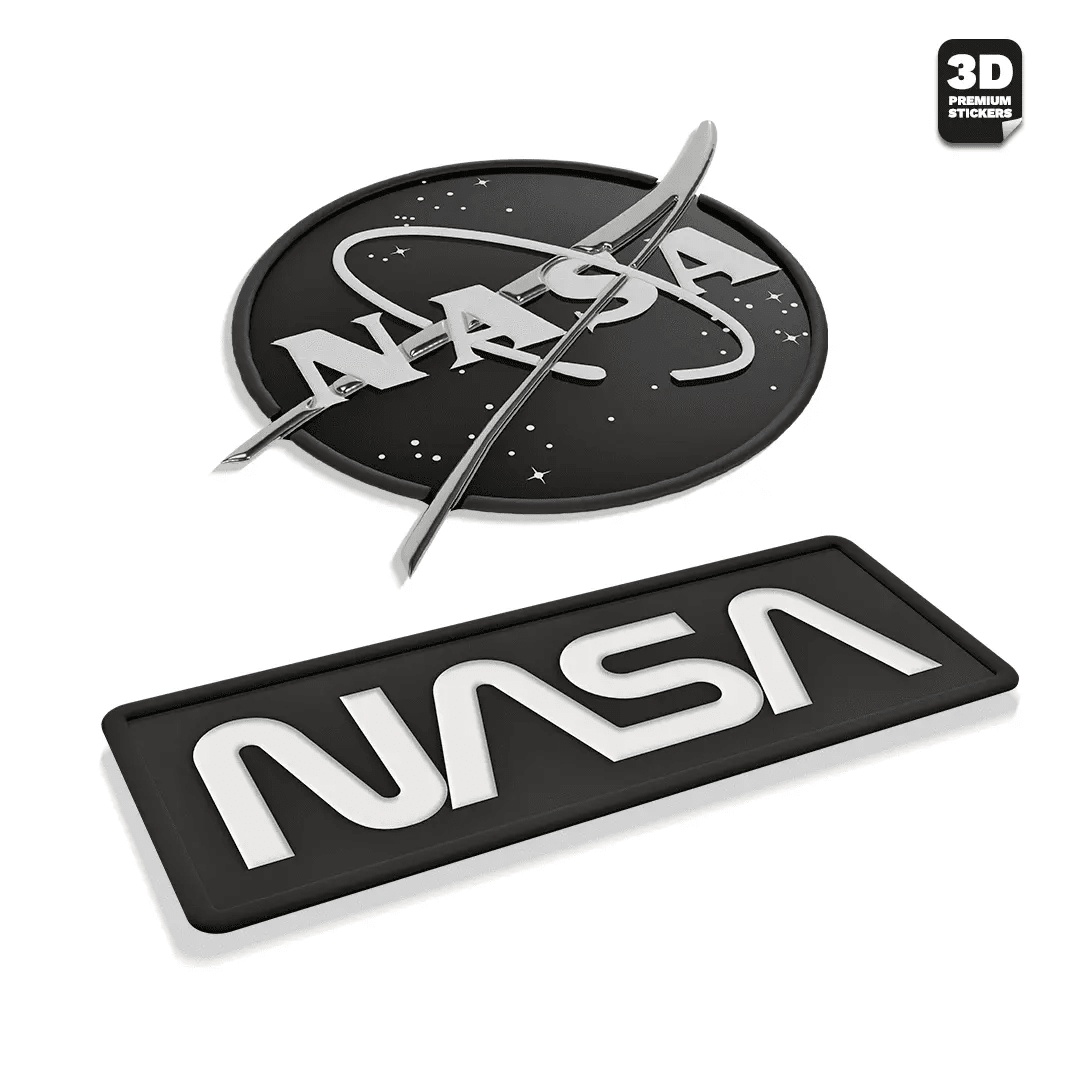 NASA STICKER BLACK & WHITE TWO PACK (Meatball logo 2 Inch and Worm logo 3 Inch) - Stickmadly