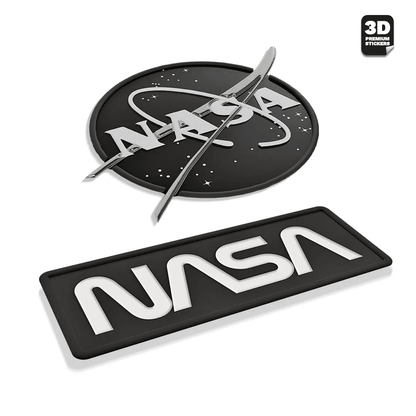 NASA STICKER BLACK & WHITE TWO PACK (Meatball logo 2 Inch and Worm logo 3 Inch) - Stickmadly