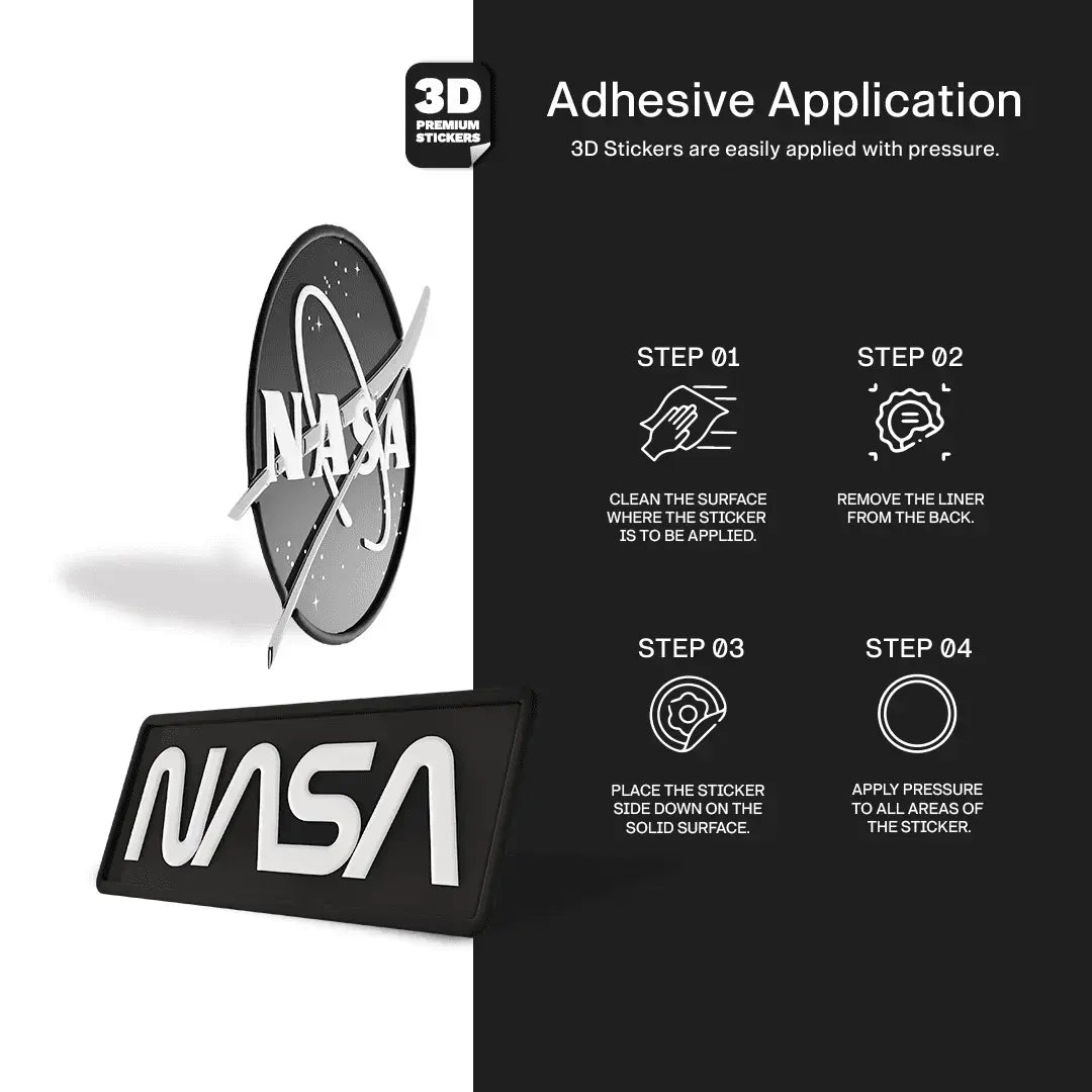 NASA STICKER BLACK & WHITE TWO PACK (Meatball logo 2 Inch and Worm logo 3 Inch) - Stickmadly