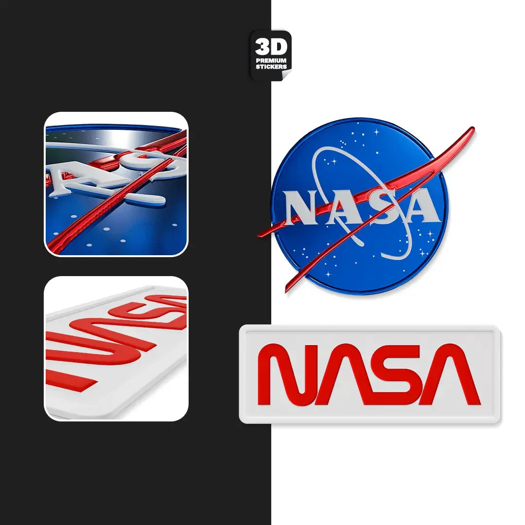 NASA STICKER TWO PACK (Meatball Original logo 2 Inch and Worm logo 3 Inch) - Stickmadly