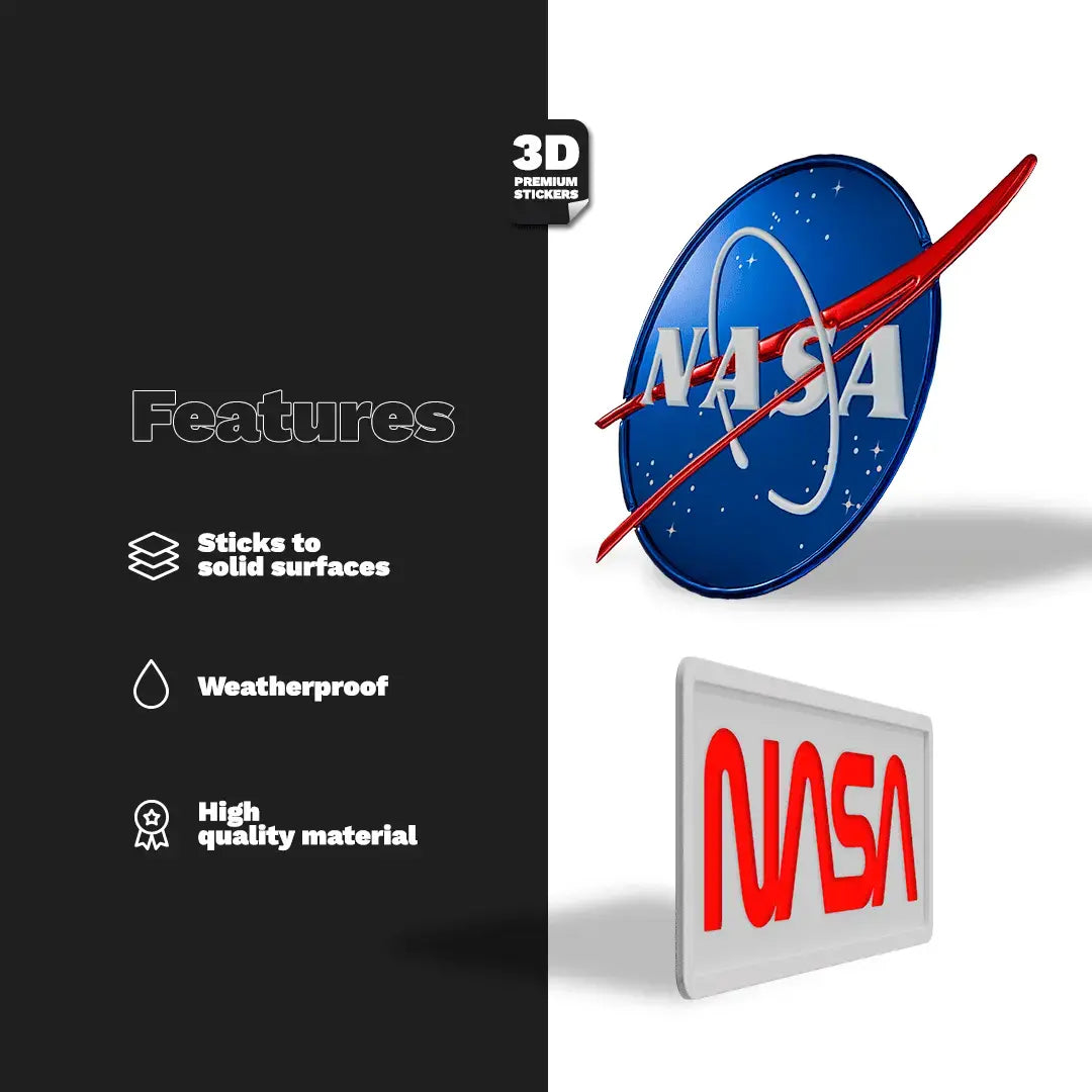 NASA STICKER TWO PACK (Meatball Original logo 2 Inch and Worm logo 3 Inch) - Stickmadly