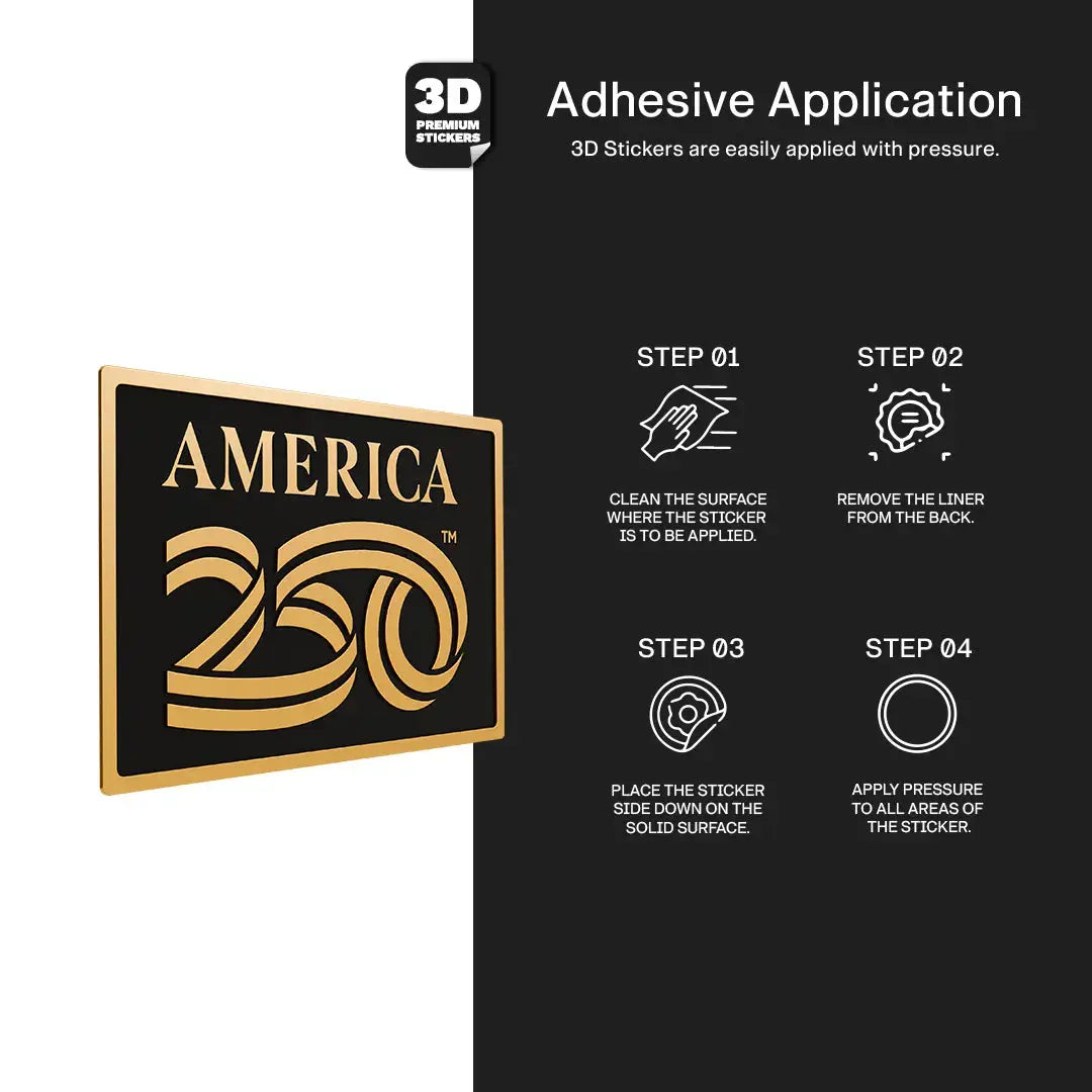 Official America 250th Anniversary Gold rectangle - Stickmadly