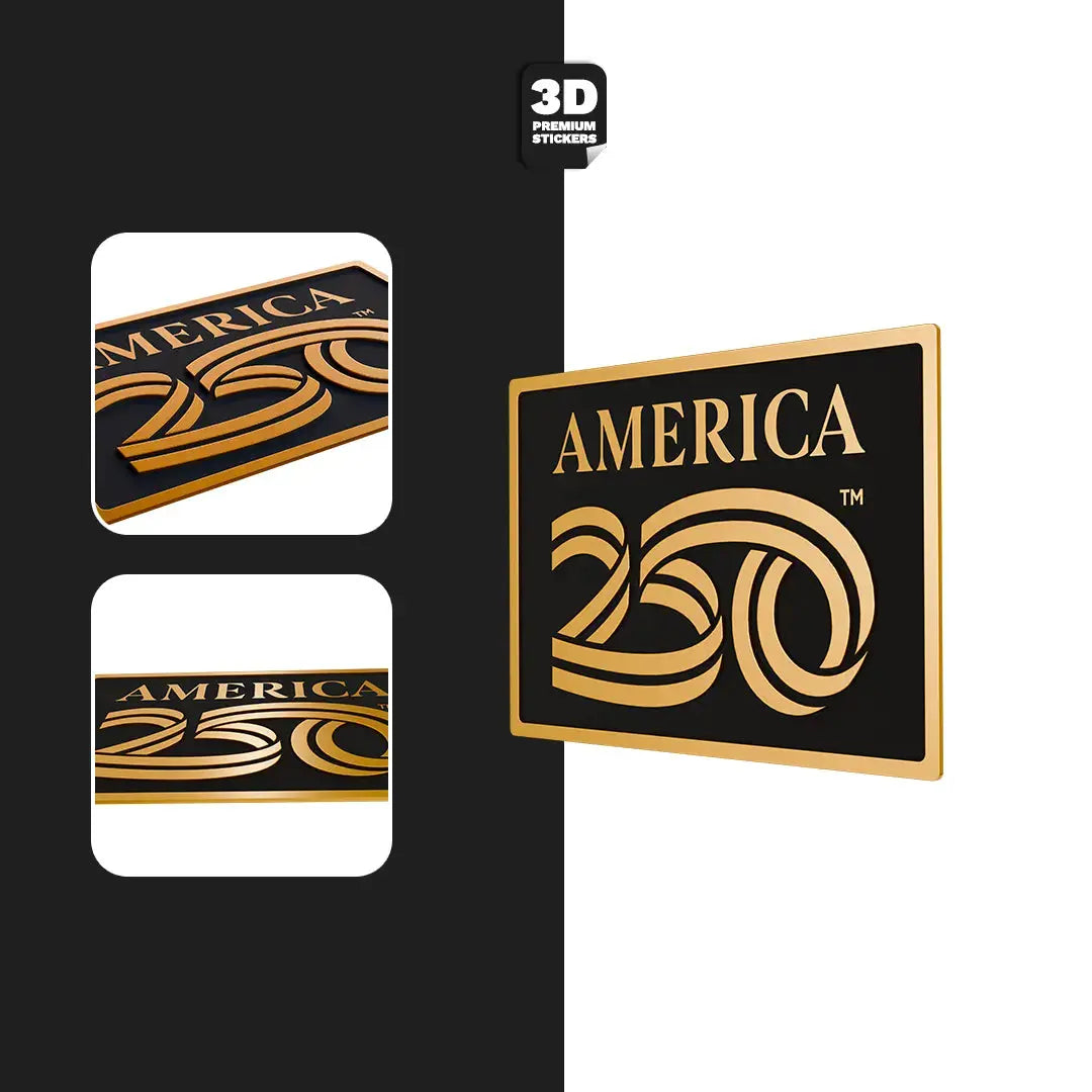 Official America 250th Anniversary Gold rectangle - Stickmadly
