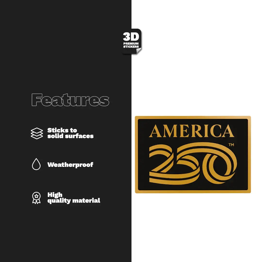 Official America 250th Anniversary Gold rectangle - Stickmadly