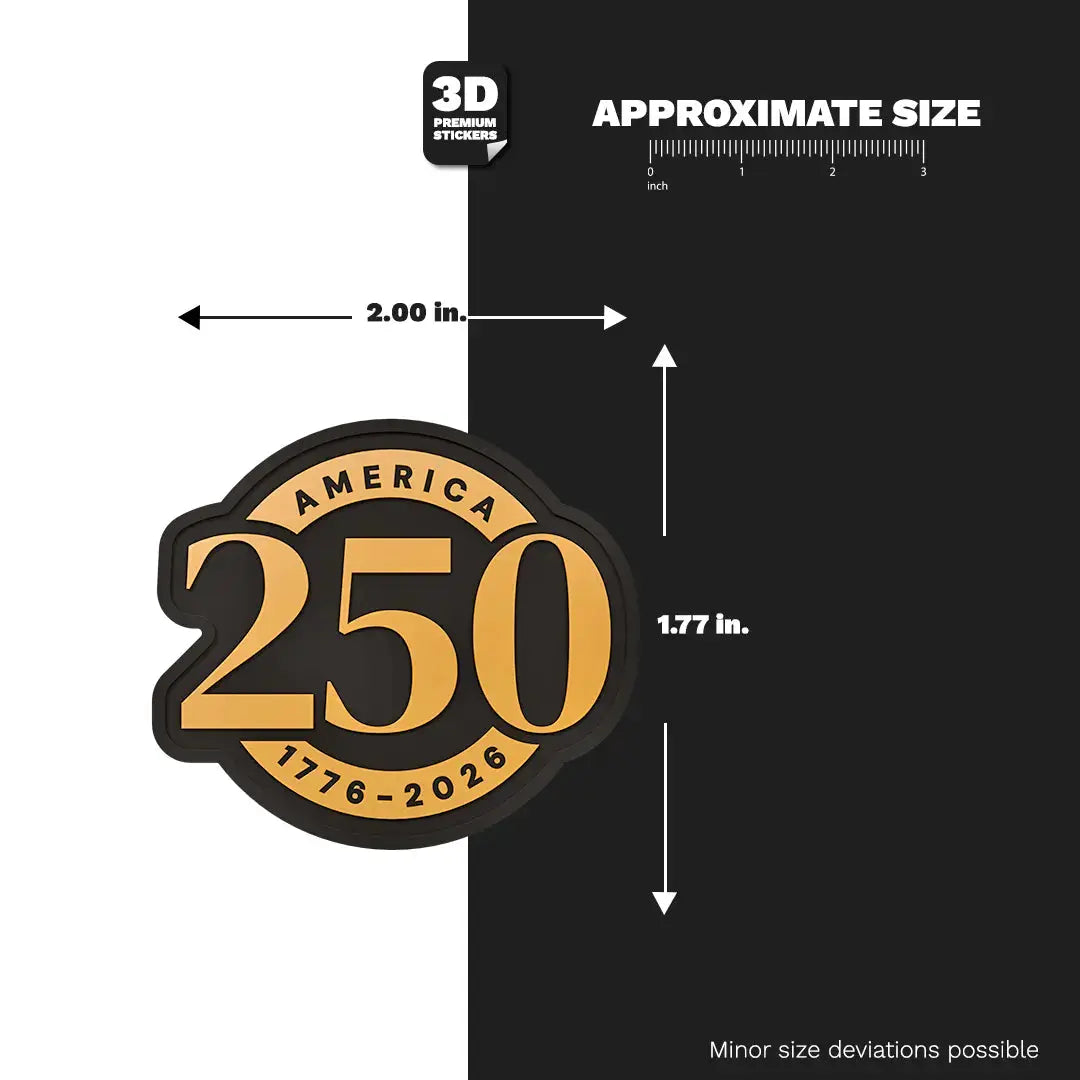 Official America 250th Anniversary Mark Emblem Gold - Stickmadly